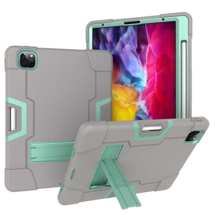 For iPad Pro 11 inch 2021 / 2020 Contrast Color Robot Shockproof Silicon + PC Protective Tablet Case with Holder & Pen Slot