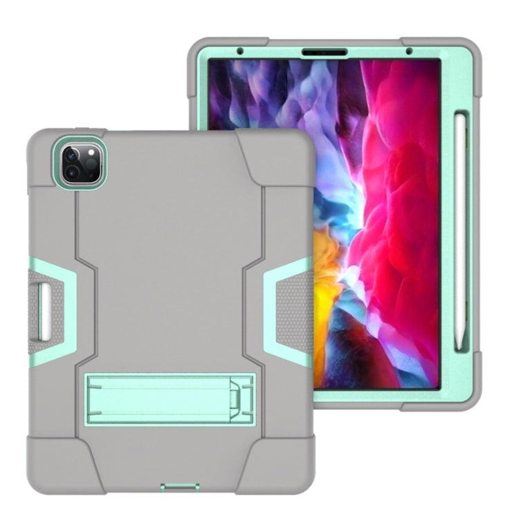 For iPad Pro 11 inch 2021 / 2020 Contrast Color Robot Shockproof Silicon + PC Protective Tablet Case with Holder & Pen Slot