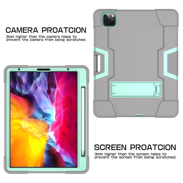 For iPad Pro 11 inch 2021 / 2020 Contrast Color Robot Shockproof Silicon + PC Protective Tablet Case with Holder & Pen Slot