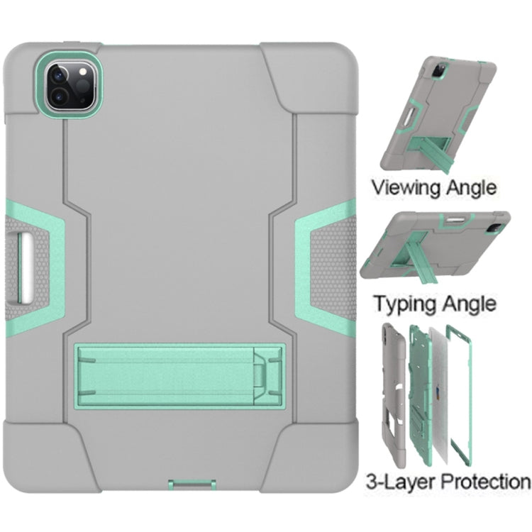 For iPad Pro 11 inch 2021 / 2020 Contrast Color Robot Shockproof Silicon + PC Protective Tablet Case with Holder & Pen Slot