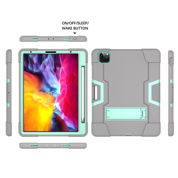 For iPad Pro 11 inch 2021 / 2020 Contrast Color Robot Shockproof Silicon + PC Protective Tablet Case with Holder & Pen Slot