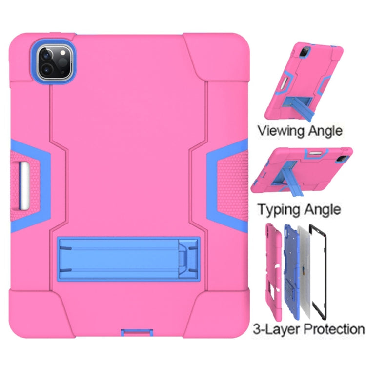 For iPad Pro 11 inch 2021 / 2020 Contrast Color Robot Shockproof Silicon + PC Protective Tablet Case with Holder & Pen Slot