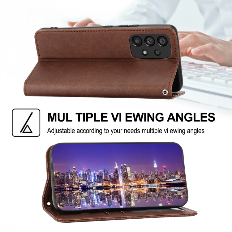 For Samsung Galaxy A33 5G Cubic Grid Calf Texture Magnetic Closure Leather Phone Case