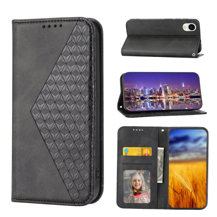 For Samsung Galaxy A23e/A23S/A23 5G/A22e Cubic Grid Calf Texture Magnetic Closure Leather Phone Case
