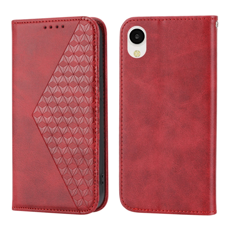For Samsung Galaxy A23e/A23S/A23 5G/A22e Cubic Grid Calf Texture Magnetic Closure Leather Phone Case