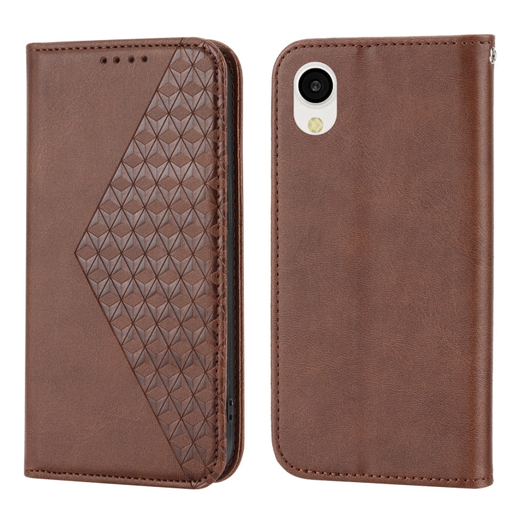 For Samsung Galaxy A23e/A23S/A23 5G/A22e Cubic Grid Calf Texture Magnetic Closure Leather Phone Case