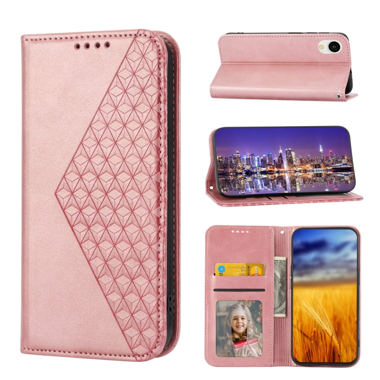 For Samsung Galaxy A23e/A23S/A23 5G/A22e Cubic Grid Calf Texture Magnetic Closure Leather Phone Case