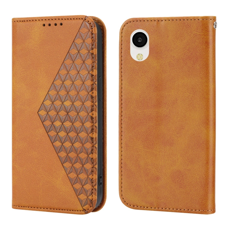 For Samsung Galaxy A23e/A23S/A23 5G/A22e Cubic Grid Calf Texture Magnetic Closure Leather Phone Case