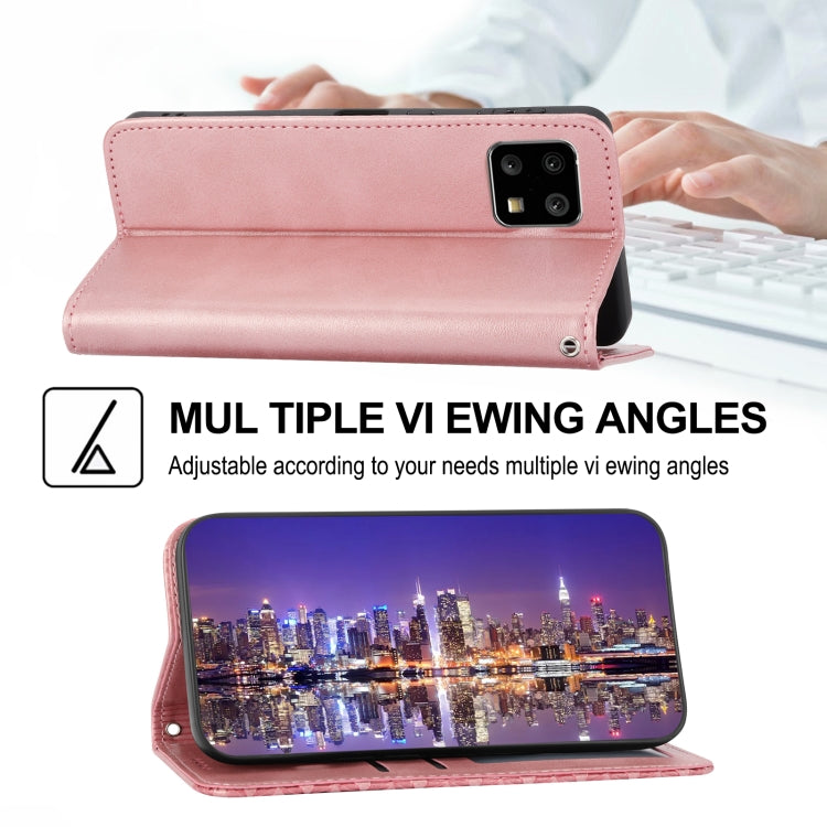For Sharp Aquos sense 4 4G/sense5G Cubic Grid Calf Texture Magnetic Closure Leather Phone Case