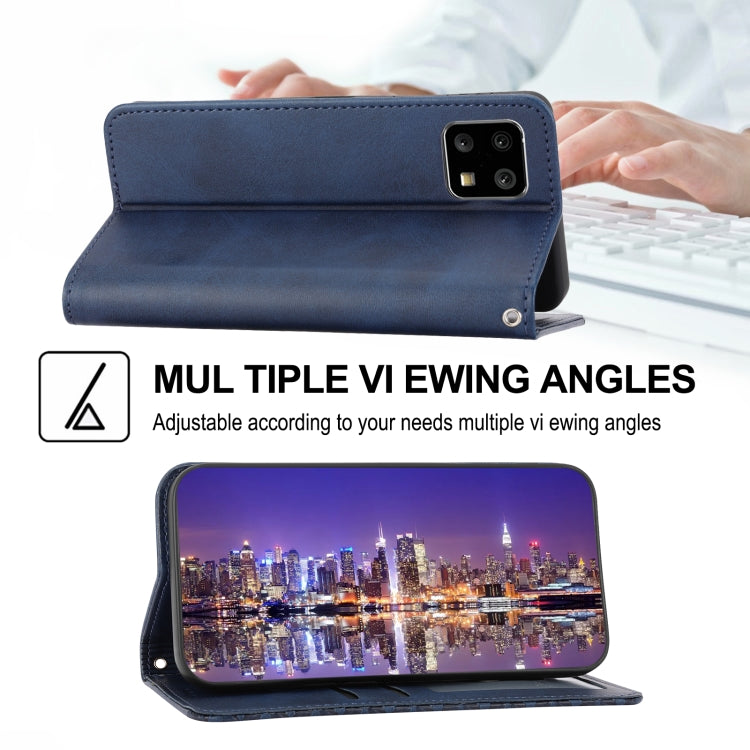 For Sharp Aquos sense 4 4G/sense5G Cubic Grid Calf Texture Magnetic Closure Leather Phone Case