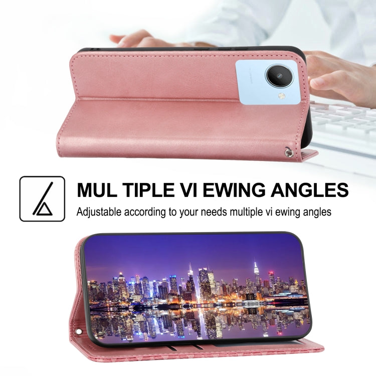 For Realme 9 Pro 5G/V25/Q5 5G/OnePlus Nord CE 2 Lite Cubic Grid Calf Texture Magnetic Closure Leather Phone Case