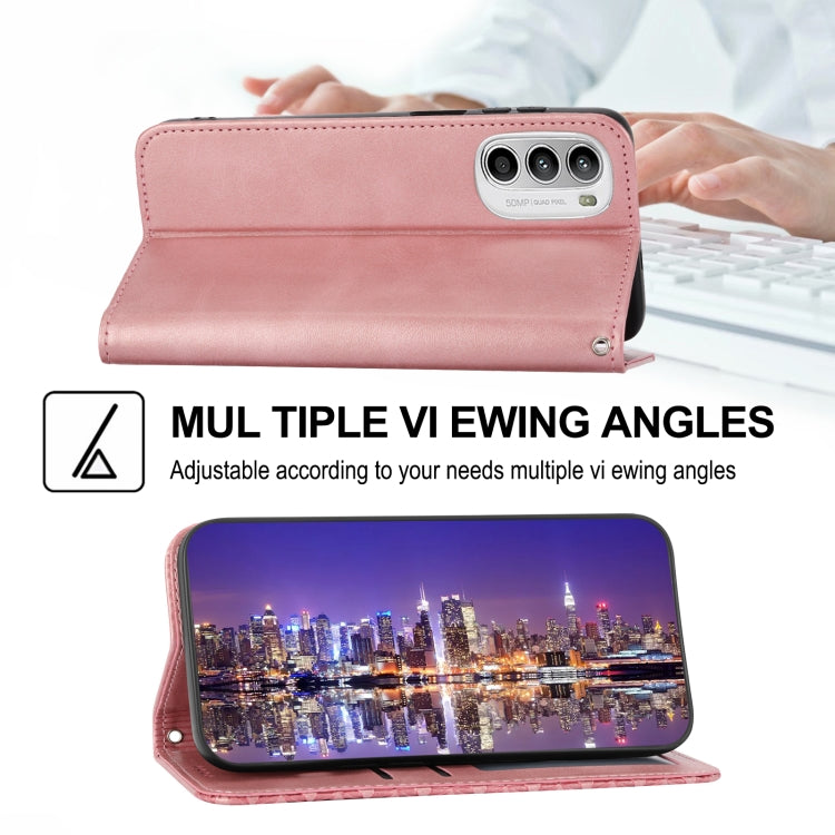 For Motorola Moto G22 4G/E32s Cubic Grid Calf Texture Magnetic Closure Leather Phone Case
