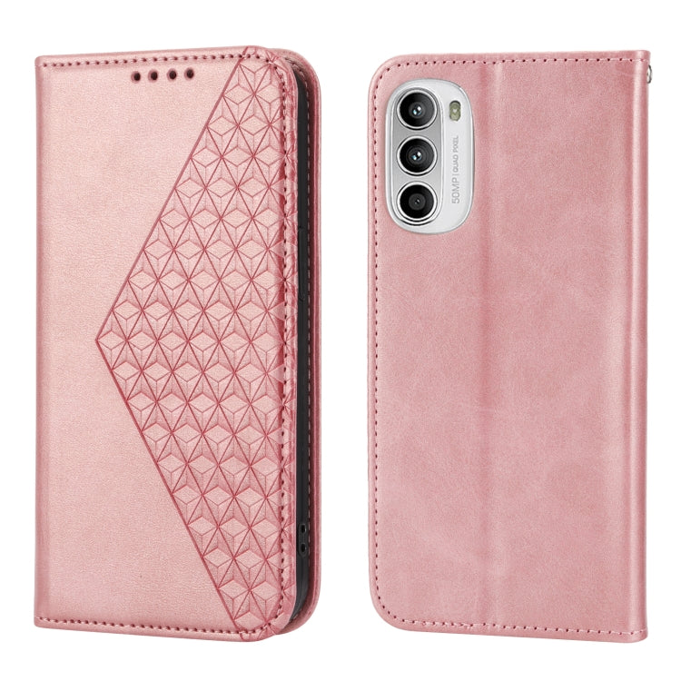 For Motorola Moto G Stylus 4G 2022 Cubic Grid Calf Texture Magnetic Closure Leather Phone Case