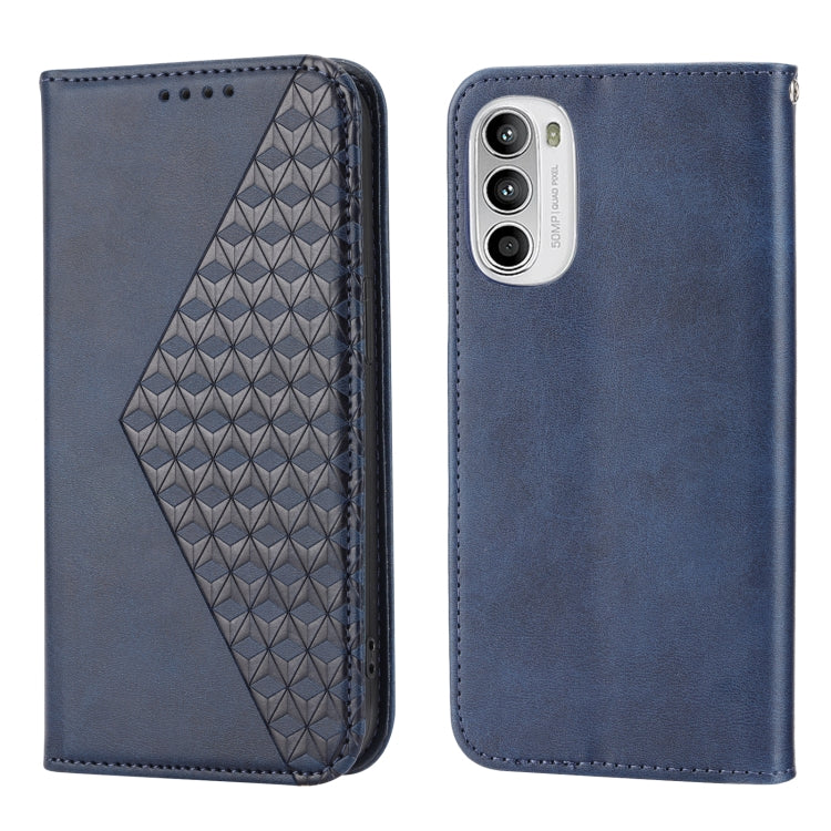 For Motorola Moto G Stylus 4G 2022 Cubic Grid Calf Texture Magnetic Closure Leather Phone Case