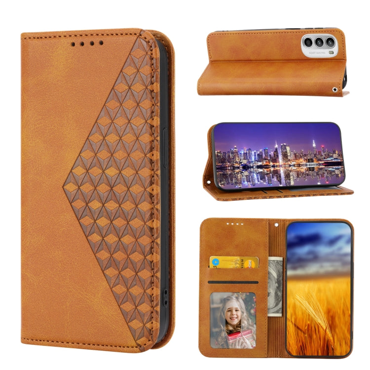 For Motorola Moto G Stylus 4G 2022 Cubic Grid Calf Texture Magnetic Closure Leather Phone Case