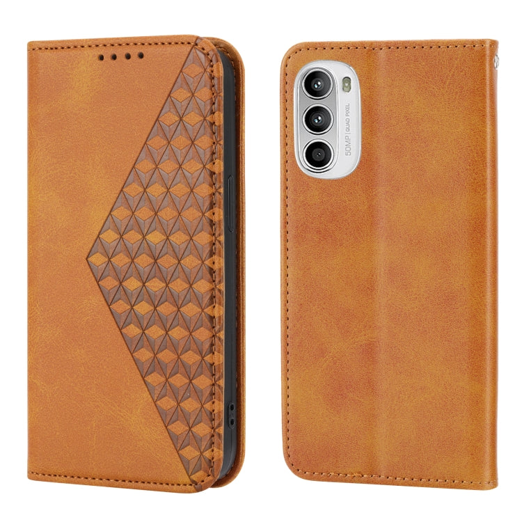 For Motorola Moto G Stylus 4G 2022 Cubic Grid Calf Texture Magnetic Closure Leather Phone Case