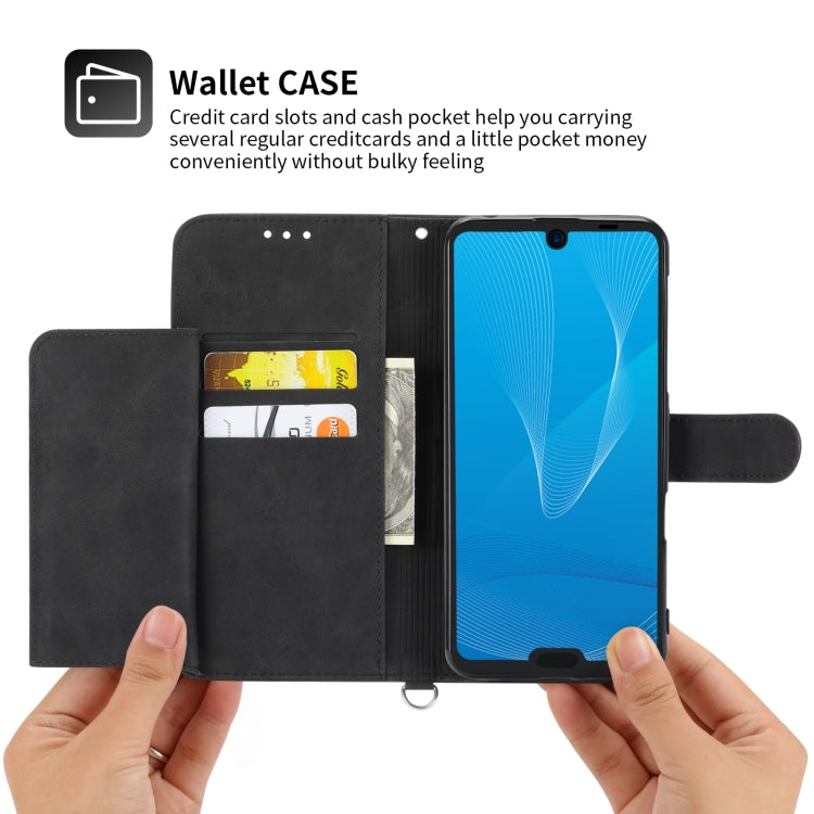 For Sharp Aquos R3 Skin-feel Flowers Embossed Wallet Leather Phone Case