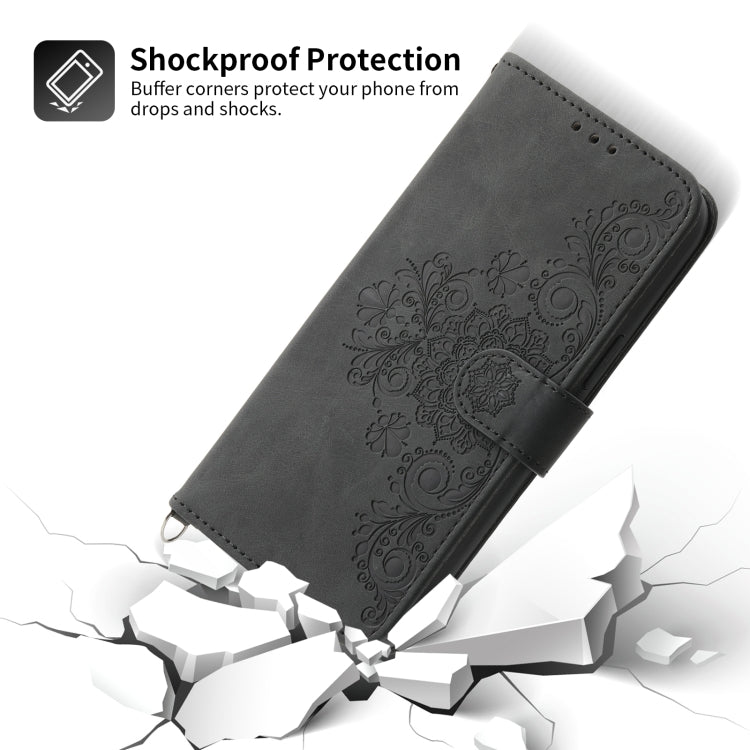 For Sharp Aquos R3 Skin-feel Flowers Embossed Wallet Leather Phone Case