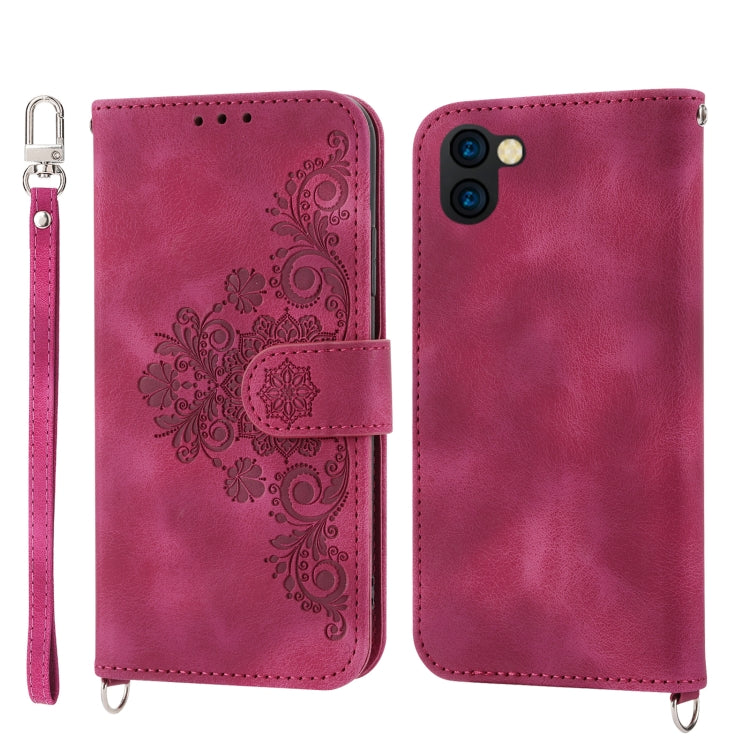 For Sharp Aquos R3 Skin-feel Flowers Embossed Wallet Leather Phone Case