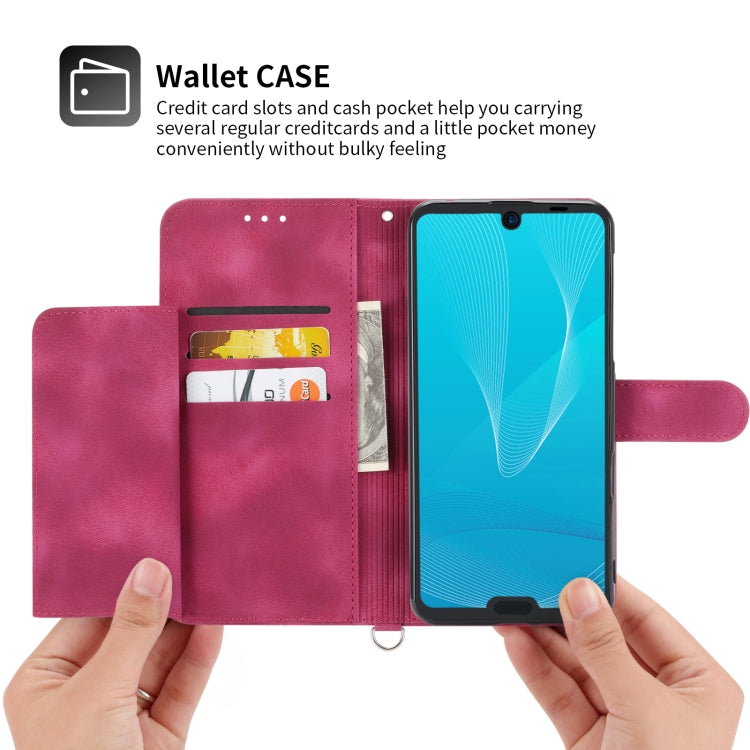 For Sharp Aquos R3 Skin-feel Flowers Embossed Wallet Leather Phone Case