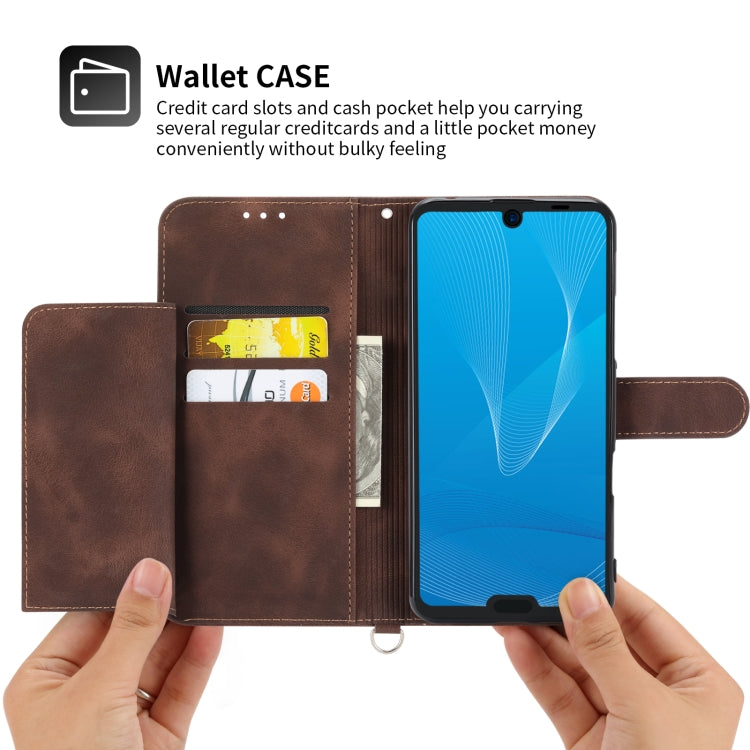 For Sharp Aquos R3 Skin-feel Flowers Embossed Wallet Leather Phone Case