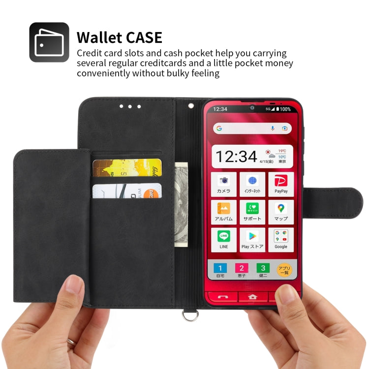 For Sharp Simple Sumaho 6 Skin-feel Flowers Embossed Wallet Leather Phone Case