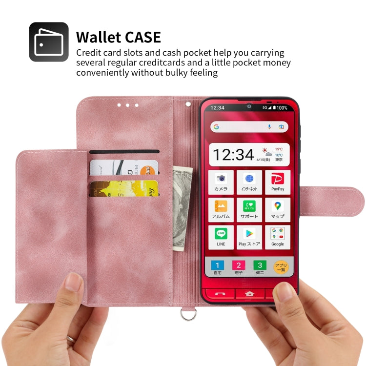 For Sharp Simple Sumaho 6 Skin-feel Flowers Embossed Wallet Leather Phone Case