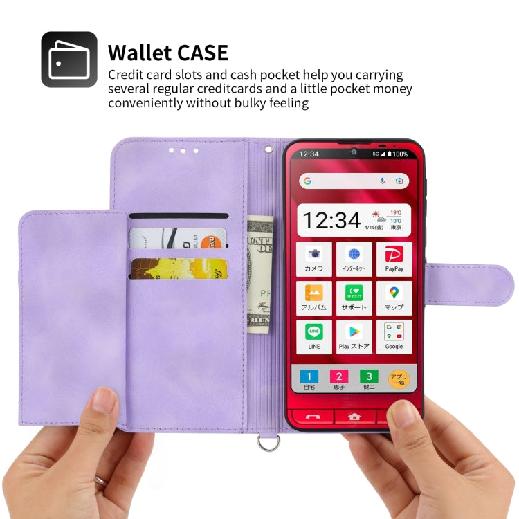 For Sharp Simple Sumaho 6 Skin-feel Flowers Embossed Wallet Leather Phone Case