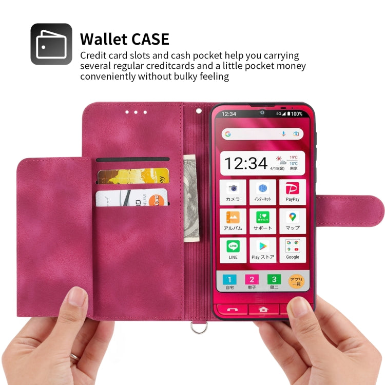 For Sharp Simple Sumaho 6 Skin-feel Flowers Embossed Wallet Leather Phone Case