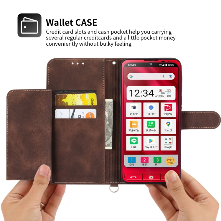 For Sharp Simple Sumaho 6 Skin-feel Flowers Embossed Wallet Leather Phone Case