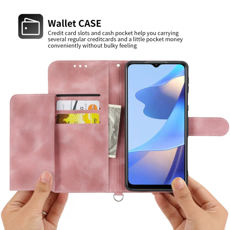For Sharp Aquos sense 4 Skin-feel Flowers Embossed Wallet Leather Phone Case