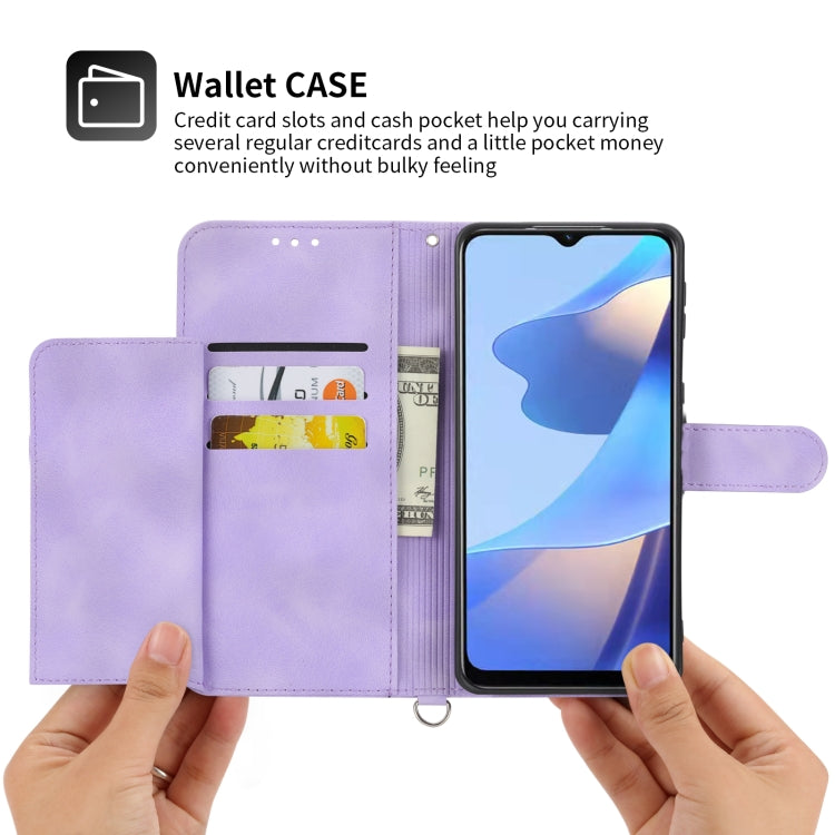 For Sharp Aquos sense 4 Skin-feel Flowers Embossed Wallet Leather Phone Case