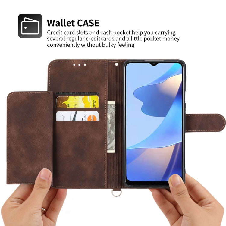 For Sharp Aquos sense 4 Skin-feel Flowers Embossed Wallet Leather Phone Case