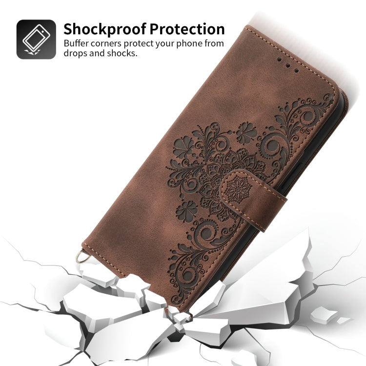 For Sharp Aquos sense 4 Skin-feel Flowers Embossed Wallet Leather Phone Case