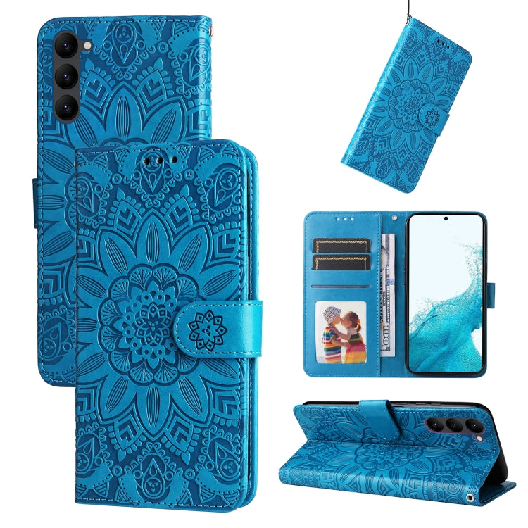 For Samsung Galaxy S23 5G Embossed Sunflower Leather Phone Case