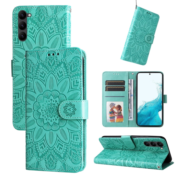 For Samsung Galaxy S23+ 5G Embossed Sunflower Leather Phone Case