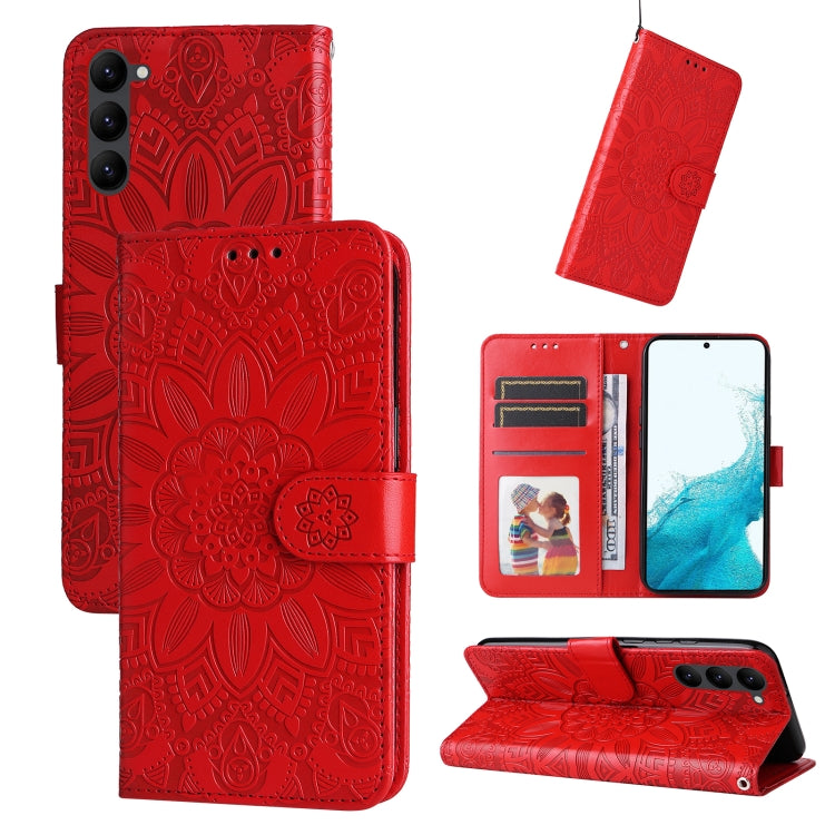 For Samsung Galaxy S23+ 5G Embossed Sunflower Leather Phone Case
