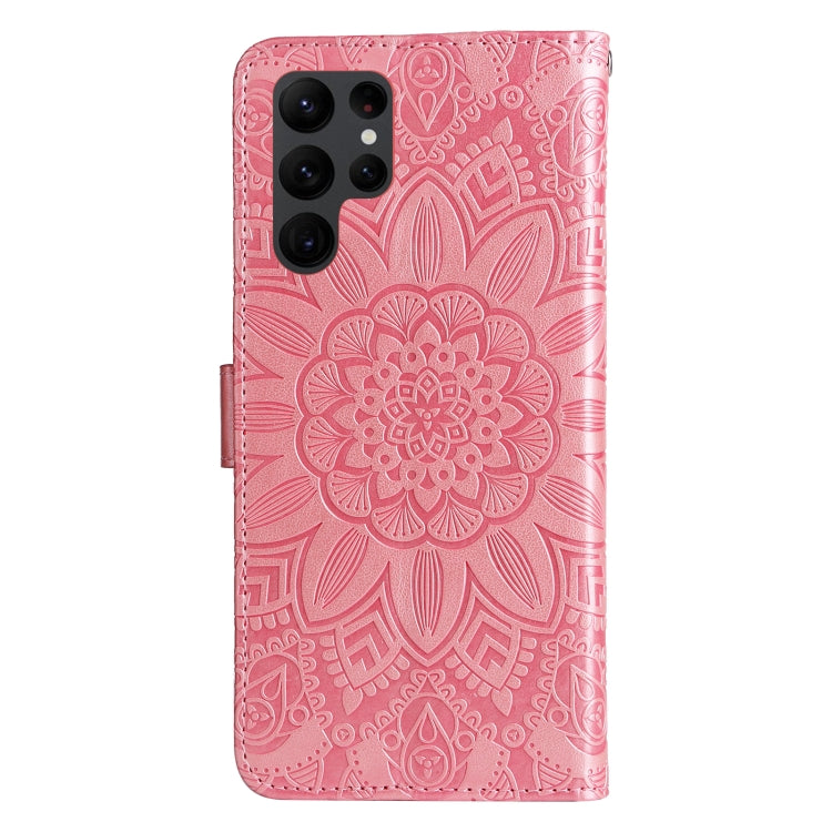 For Samsung Galaxy S23 Ultra 5G Embossed Sunflower Leather Phone Case