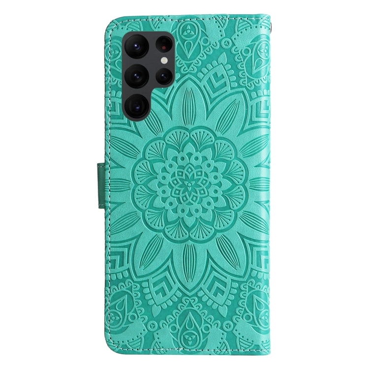 For Samsung Galaxy S23 Ultra 5G Embossed Sunflower Leather Phone Case