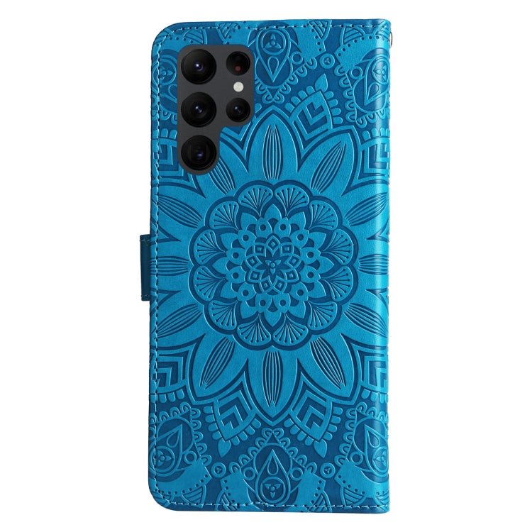 For Samsung Galaxy S23 Ultra 5G Embossed Sunflower Leather Phone Case