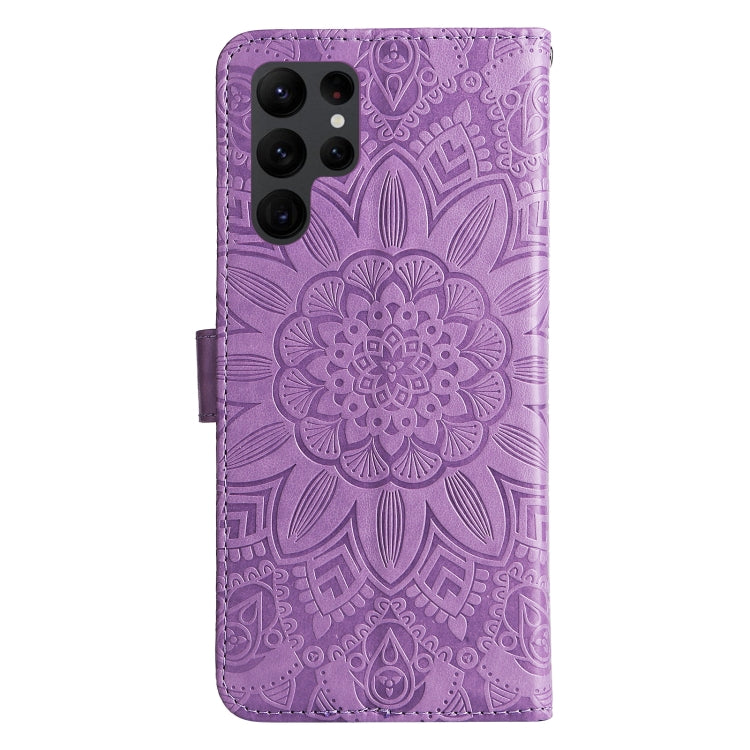 For Samsung Galaxy S23 Ultra 5G Embossed Sunflower Leather Phone Case