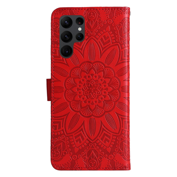 For Samsung Galaxy S23 Ultra 5G Embossed Sunflower Leather Phone Case