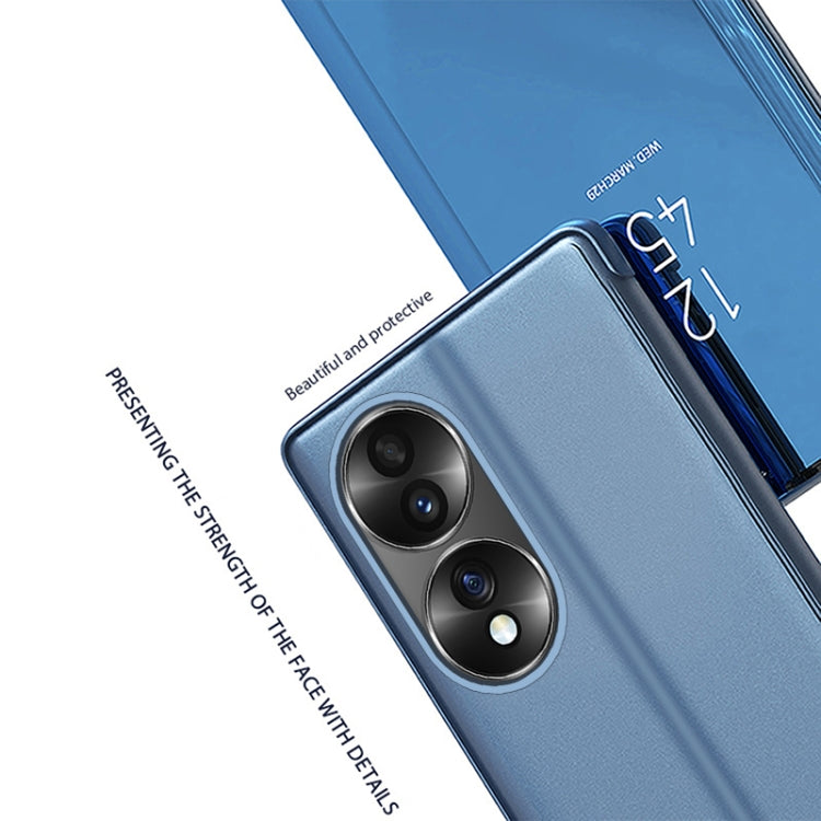 For Honor 70 Plated Mirror Horizontal Flip Leather Phone Case with Holder