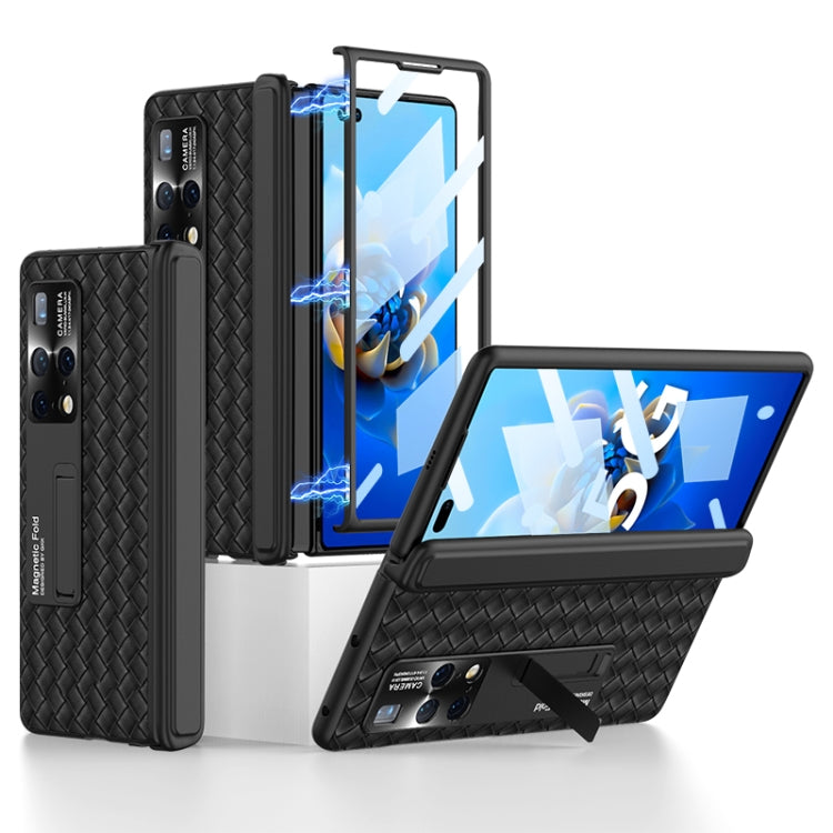 For Huawei Mate X2 GKK Magnetic Folding Plain Leather Full Coverage Phone Case with Hinges