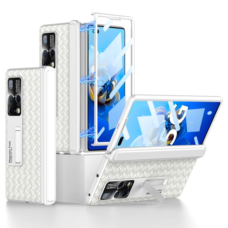 For Huawei Mate X2 GKK Magnetic Folding Plain Leather Full Coverage Phone Case with Hinges