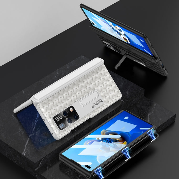 For Huawei Mate X2 GKK Magnetic Folding Plain Leather Full Coverage Phone Case with Hinges