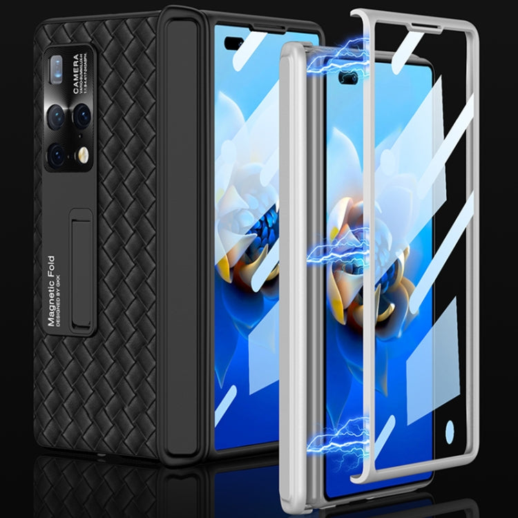 For Huawei Mate X2 GKK Magnetic Folding Plain Leather Full Coverage Phone Case with Hinges