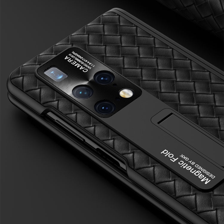 For Huawei Mate X2 GKK Magnetic Folding Plain Leather Full Coverage Phone Case with Hinges