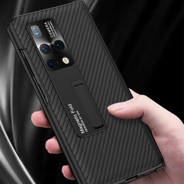 For Huawei Mate X2 GKK Magnetic Folding Plain Leather Full Coverage Phone Case with Hinges