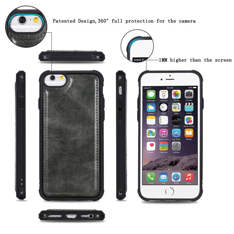 For iPhone 6 / 7 / 8 Multifunctional Retro Detachable Magnetic Horizontal Flip Leather Case with Card Slots & Holder & Wallet & Photo Frame